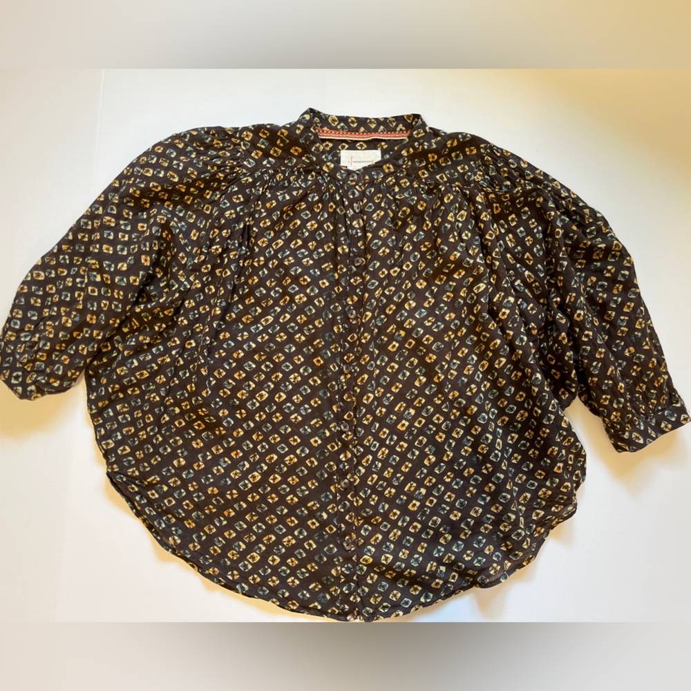 Anthropologie Patterned Button Down Boho Blouse S… - image 6